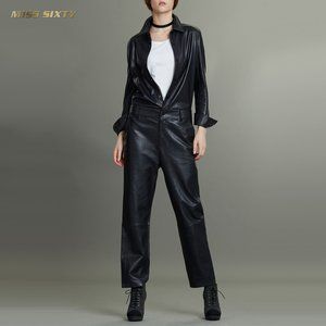 Miss Sixty Lambskin Leather Jumpsuit Size S